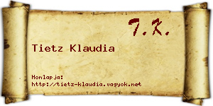 Tietz Klaudia névjegykártya